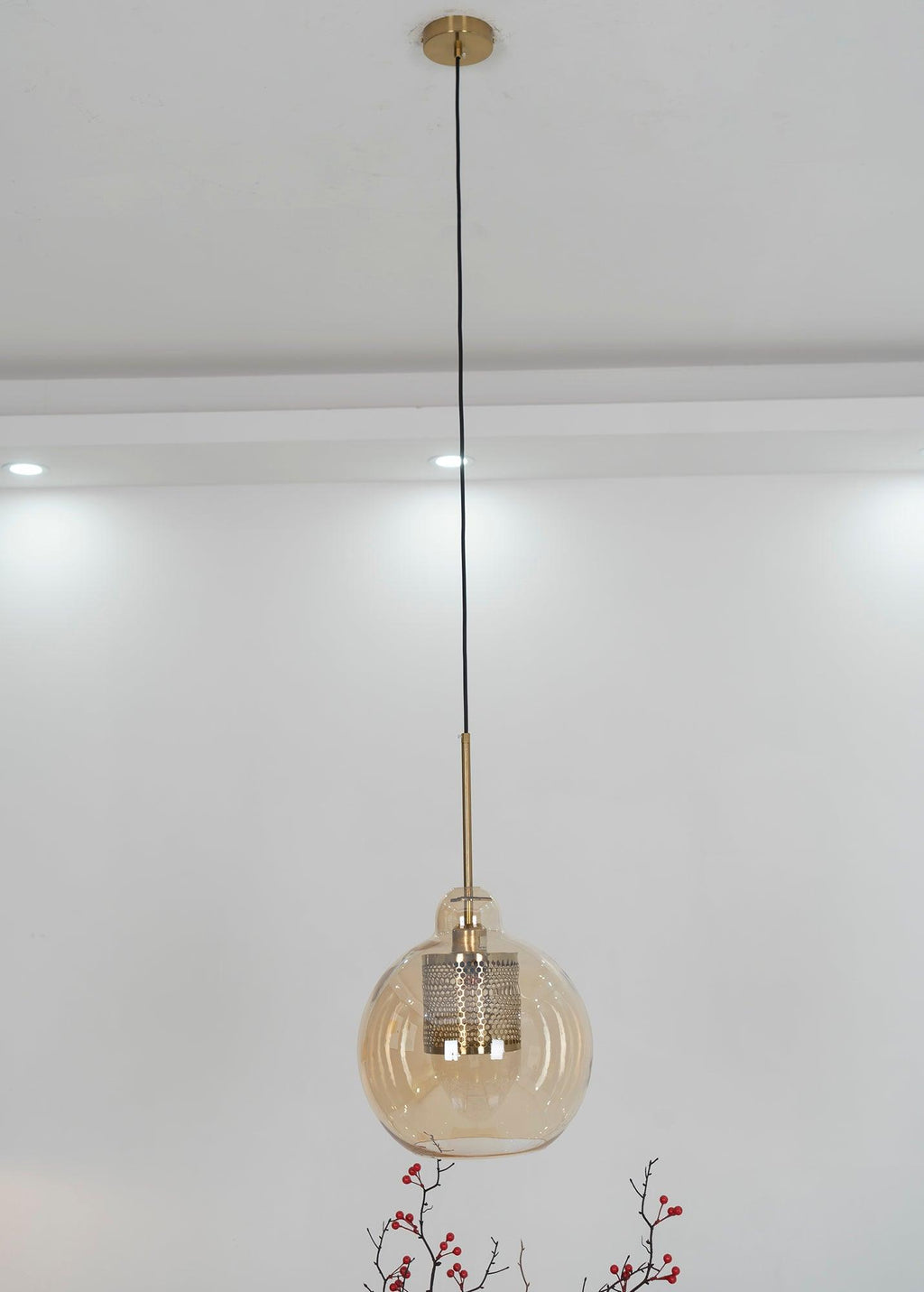 Modern Capsule Perforated Glass Pendant Light 1-Light