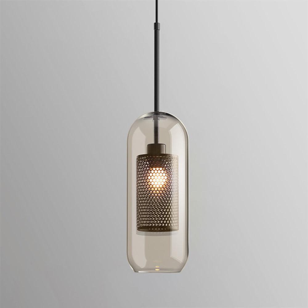 Modern Capsule Perforated Glass Pendant Light 1-Light