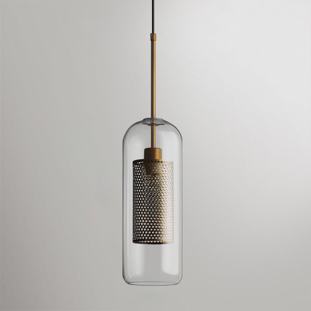 Modern Capsule Perforated Glass Pendant Light 1-Light