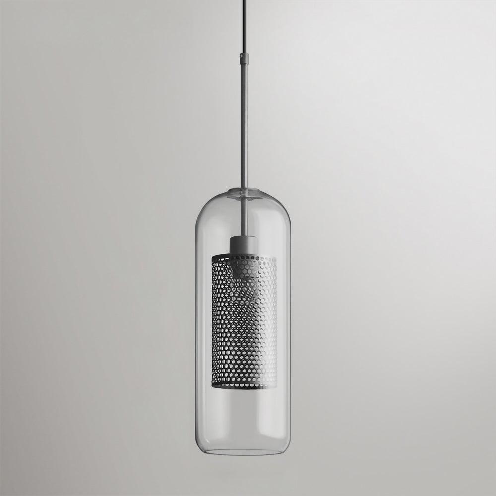 Modern Capsule Perforated Glass Pendant Light 1-Light