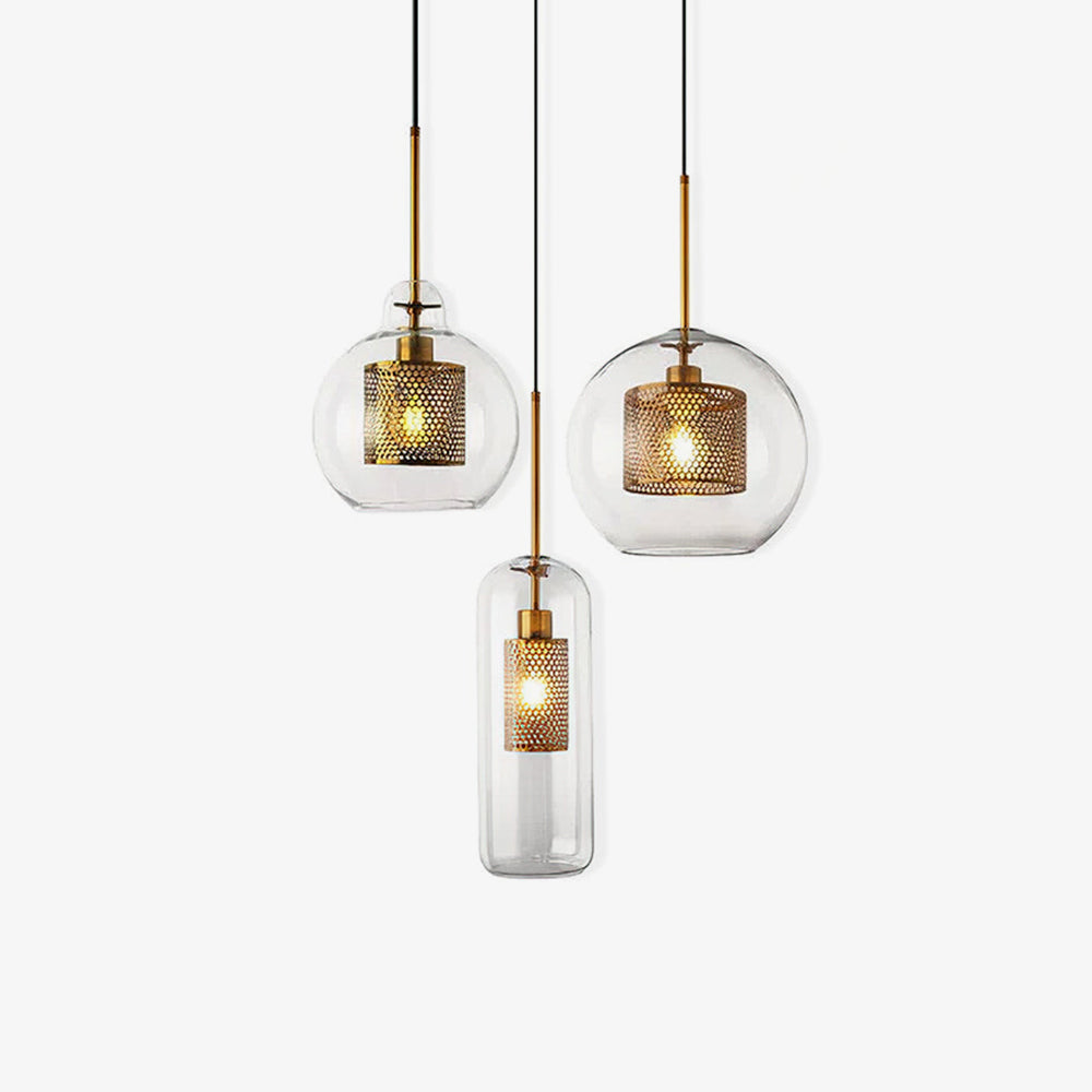 Modern Capsule Perforated Glass Pendant Light 1-Light