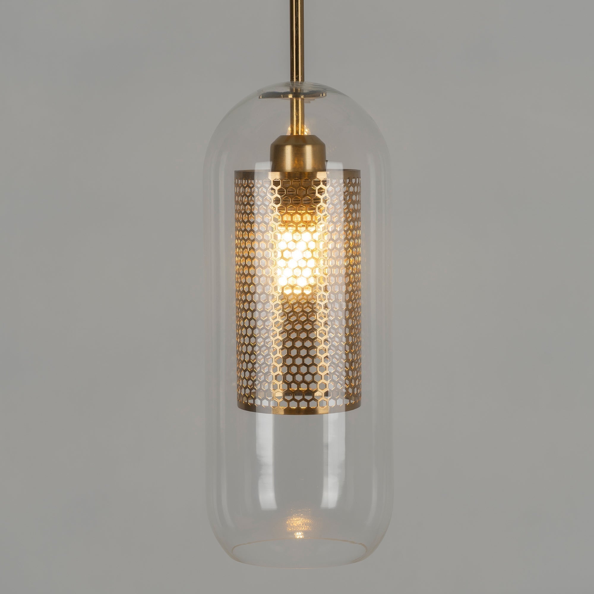 Modern Capsule Perforated Glass Pendant Light 1-Light