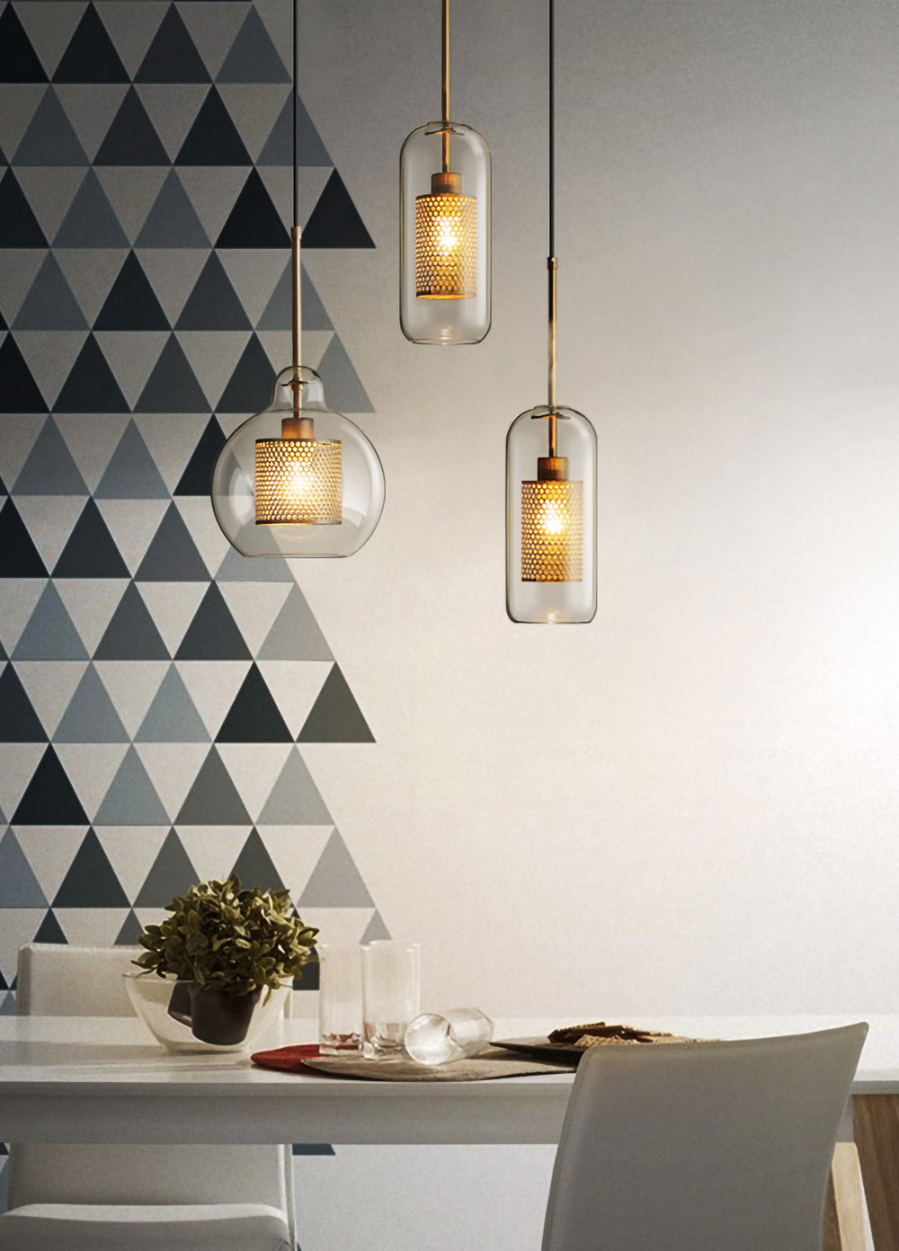 Modern Capsule Perforated Glass Pendant Light 1-Light