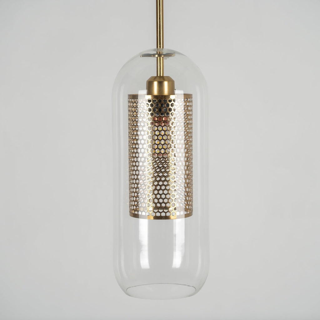 Modern Capsule Perforated Glass Pendant Light 1-Light