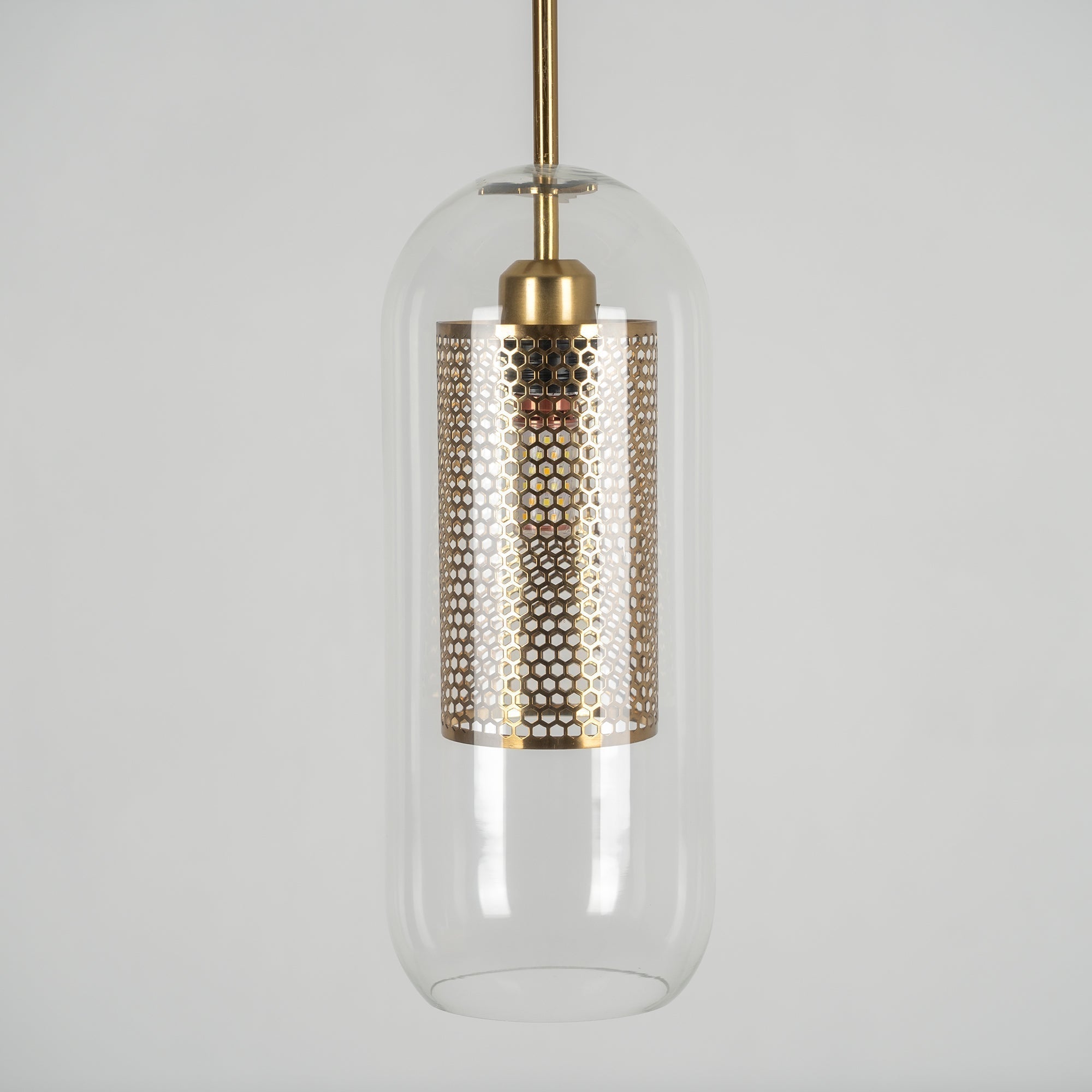 Modern Capsule Perforated Glass Pendant Light 1-Light