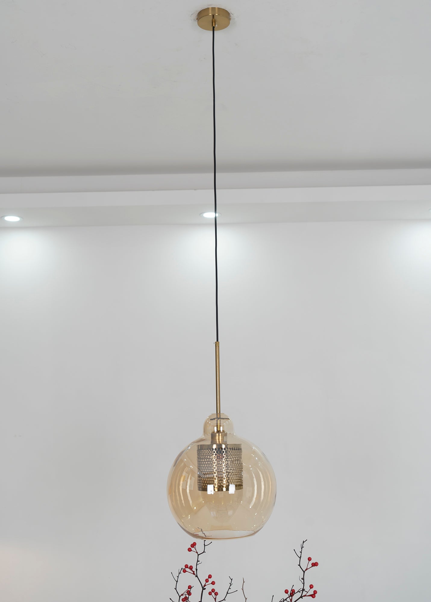 Modern Capsule Perforated Glass Pendant Light 1-Light