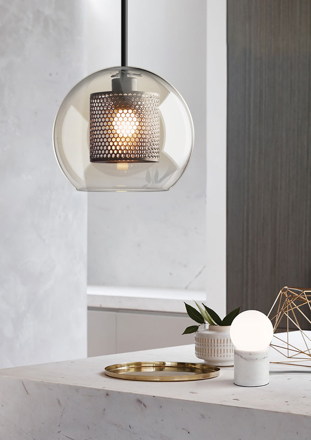 Modern Capsule Perforated Glass Pendant Light 1-Light