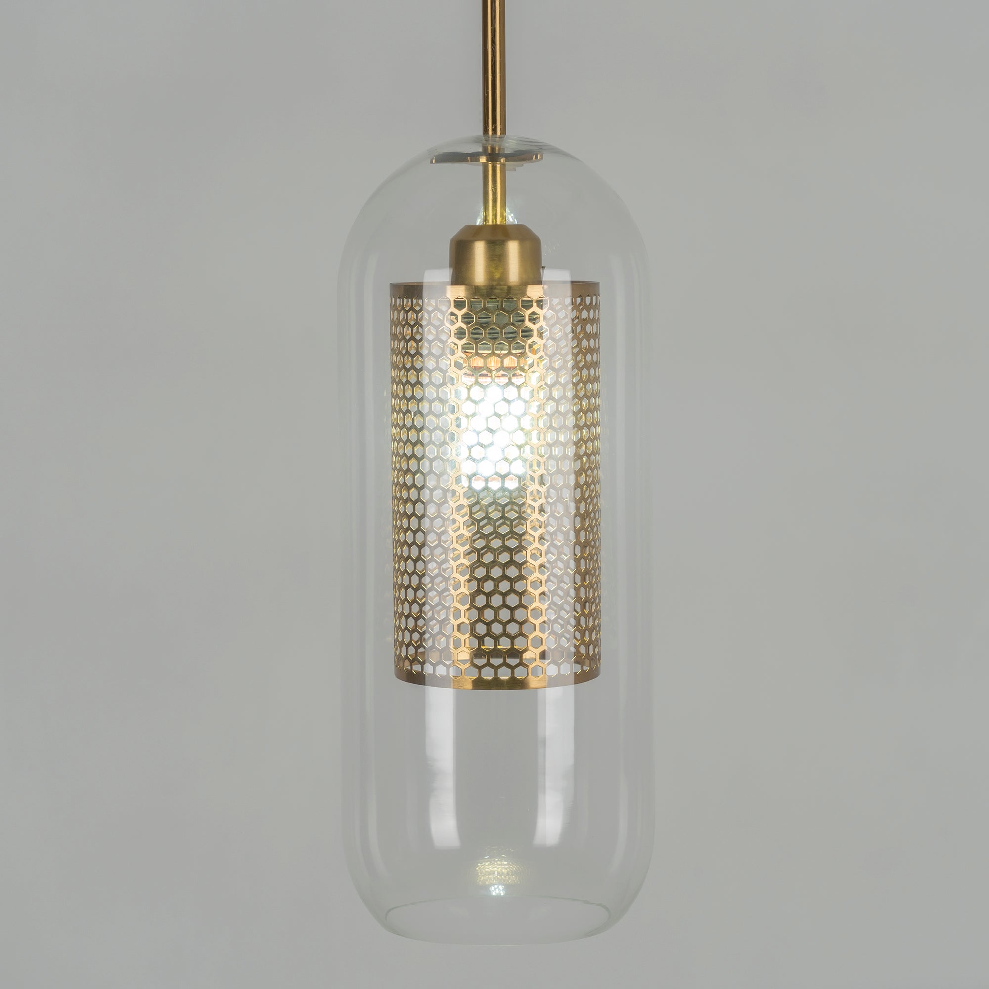 Modern Capsule Perforated Glass Pendant Light 1-Light
