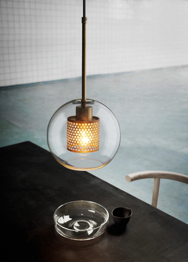 Modern Capsule Perforated Glass Pendant Light 1-Light