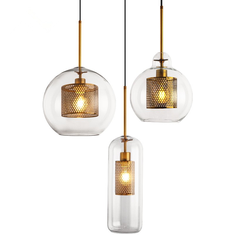 Modern Capsule Perforated Glass Pendant Light 1-Light