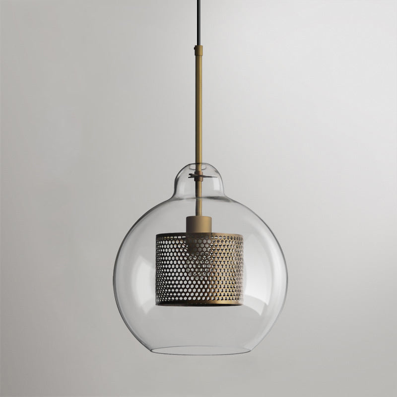 Modern Capsule Perforated Glass Pendant Light 1-Light