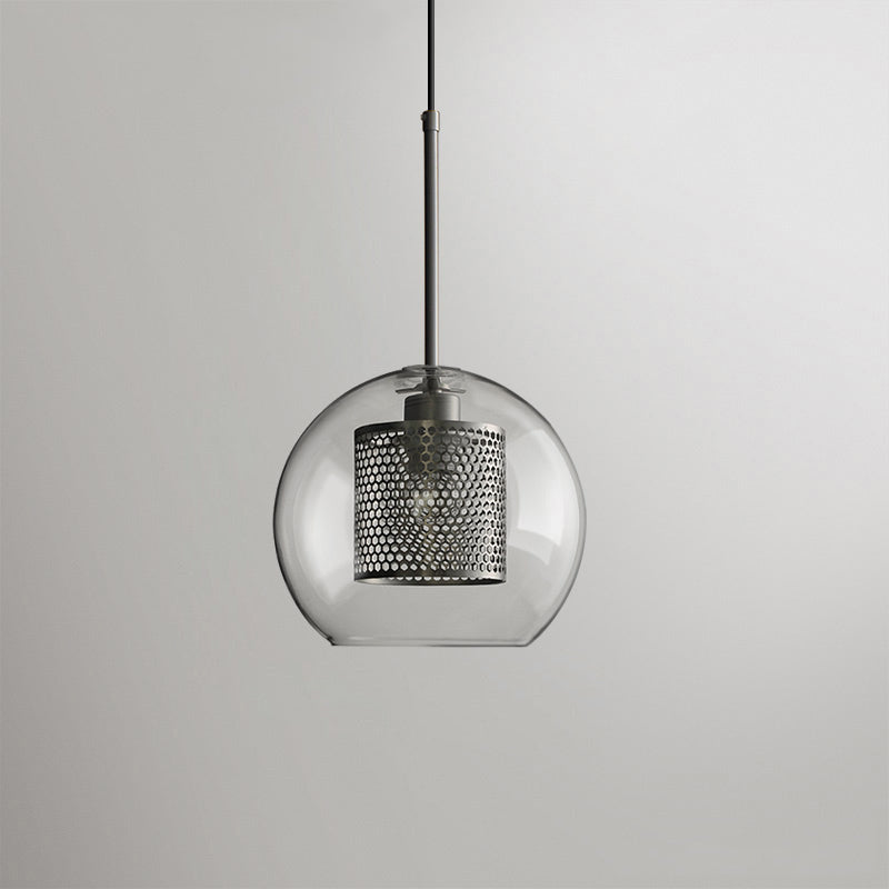 Modern Capsule Perforated Glass Pendant Light 1-Light