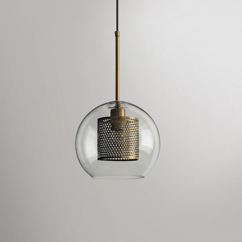 Modern Capsule Perforated Glass Pendant Light 1-Light