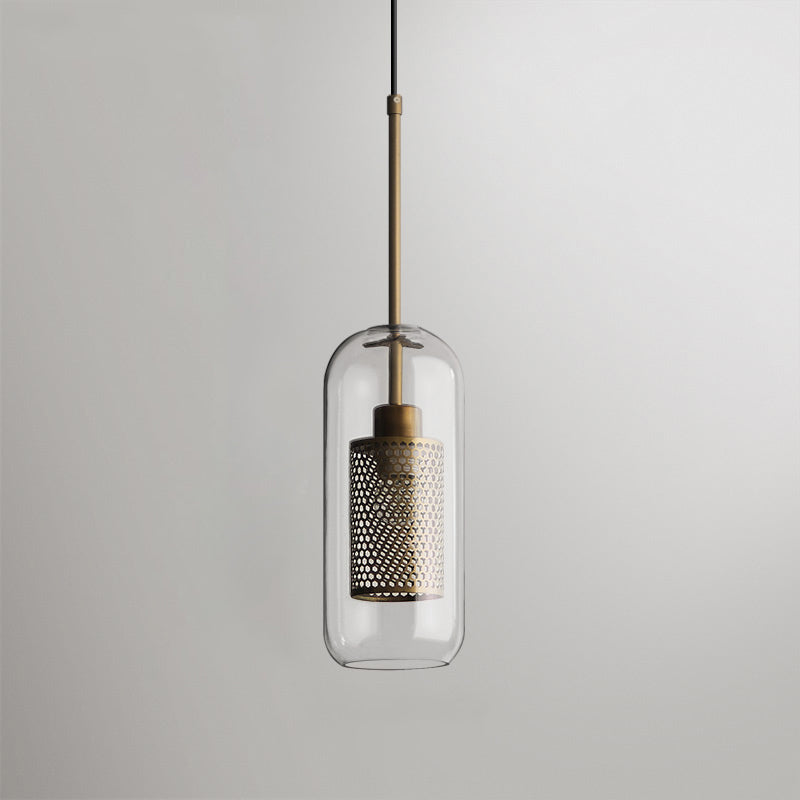 Modern Capsule Perforated Glass Pendant Light 1-Light