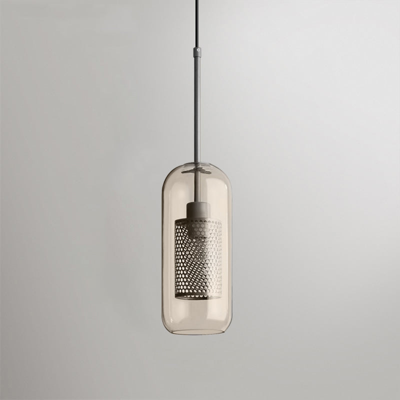 Modern Capsule Perforated Glass Pendant Light 1-Light