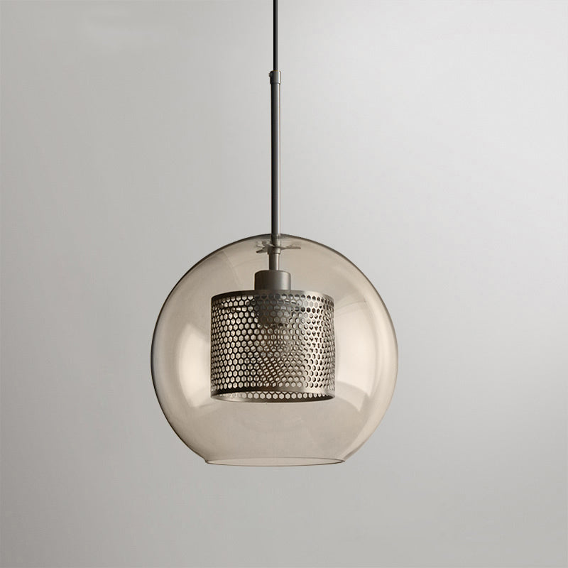 Modern Capsule Perforated Glass Pendant Light 1-Light