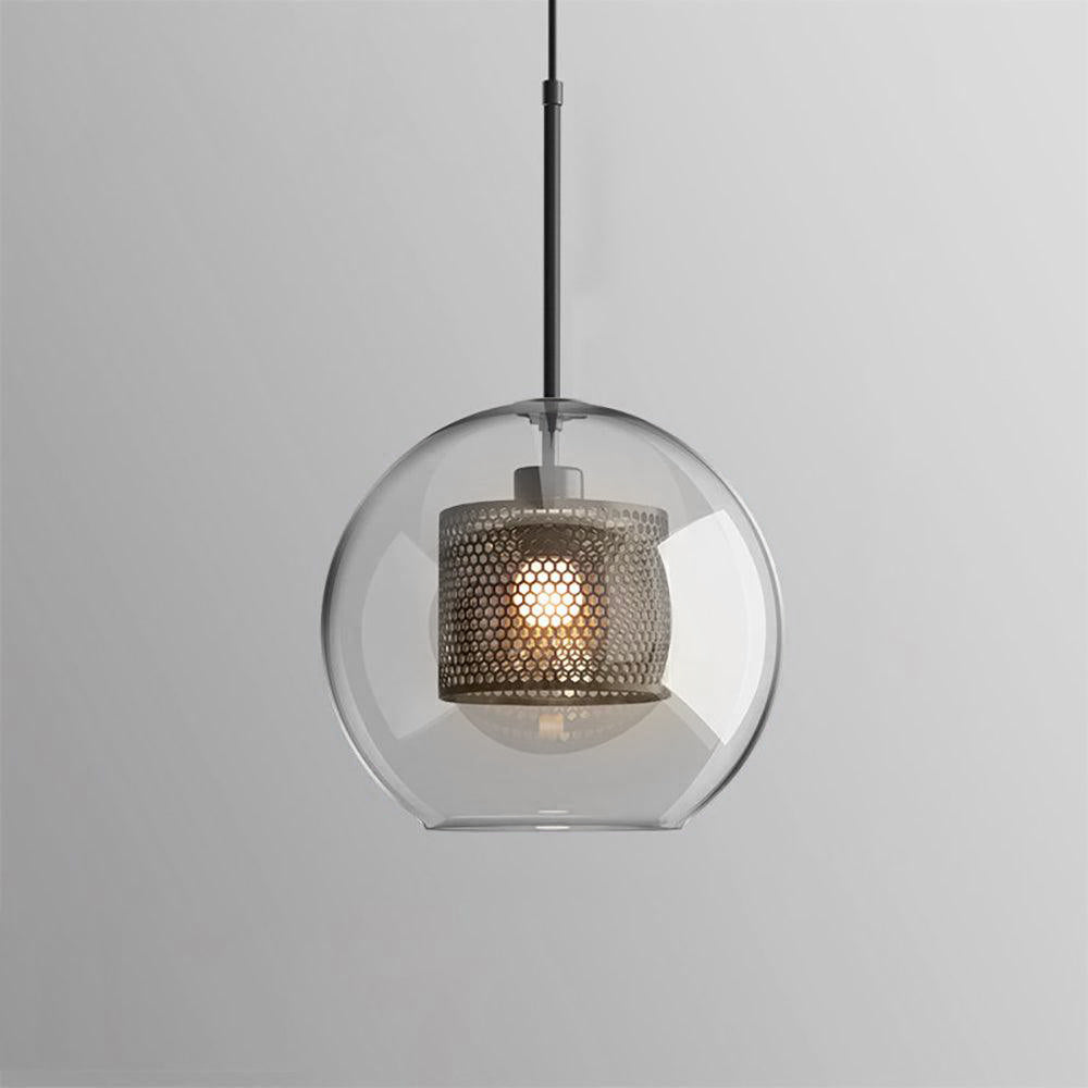 Modern Capsule Perforated Glass Pendant Light 1-Light