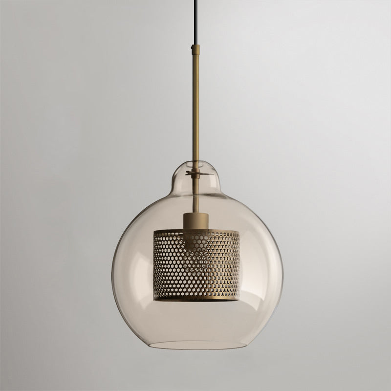 Modern Capsule Perforated Glass Pendant Light 1-Light