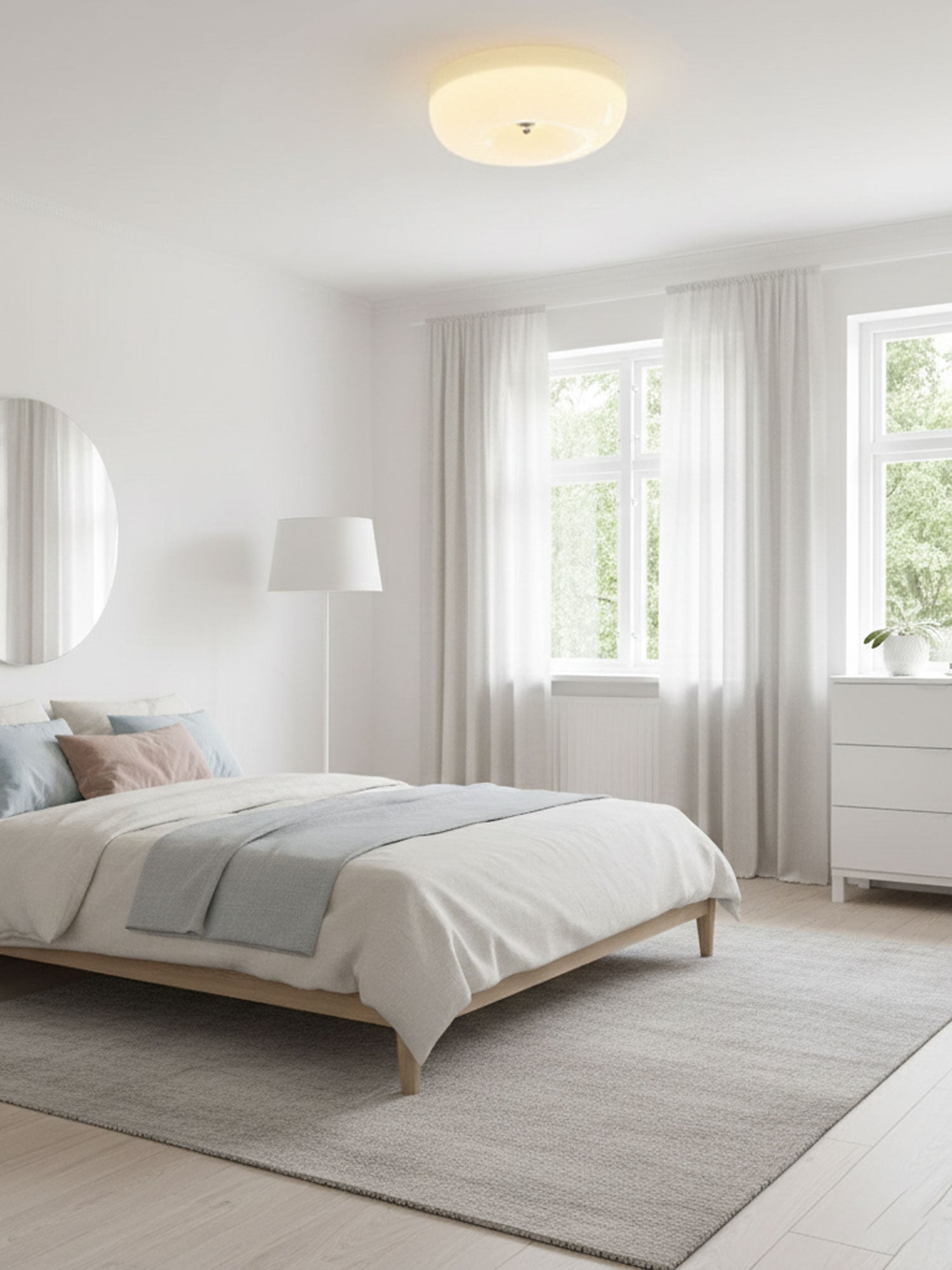 Modern Cream Donut Glass Flush Mount Ceiling Light 1-Light