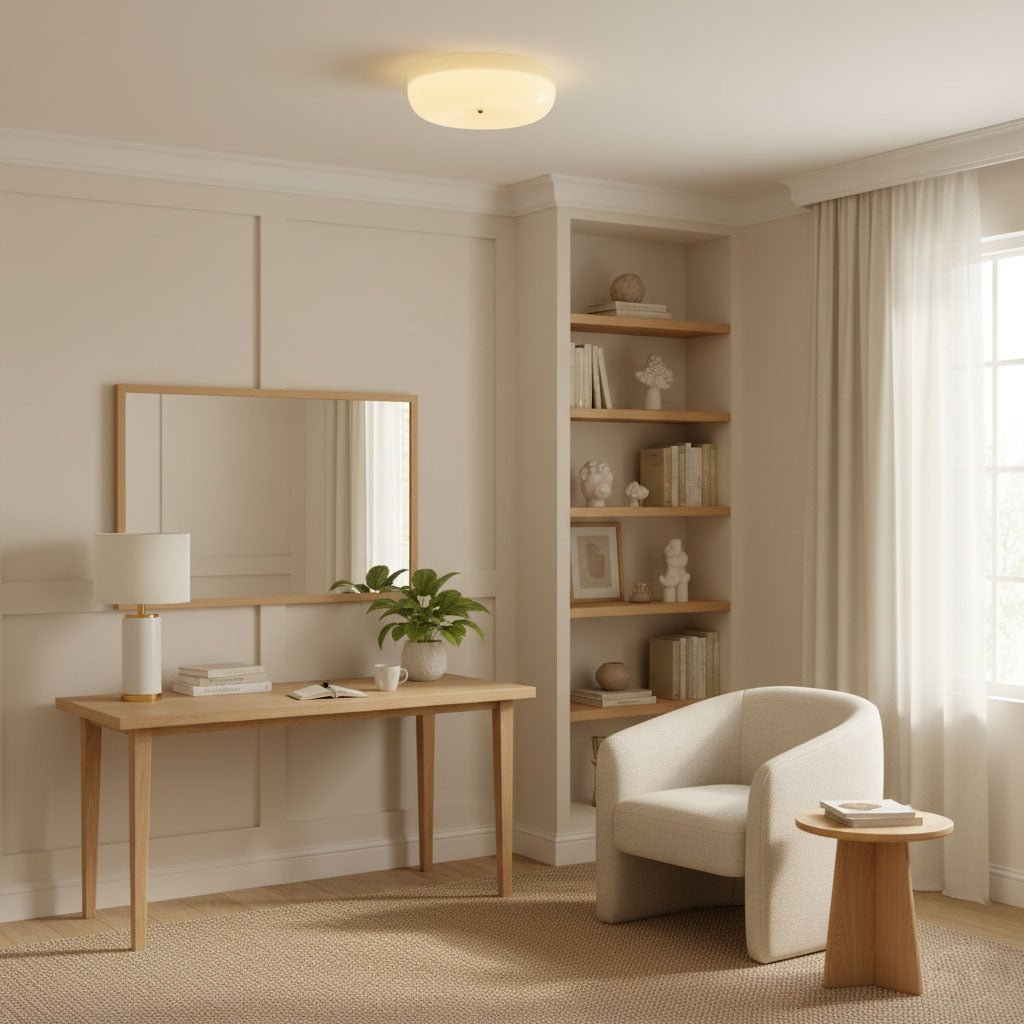 Modern Cream Donut Glass Flush Mount Ceiling Light 1-Light