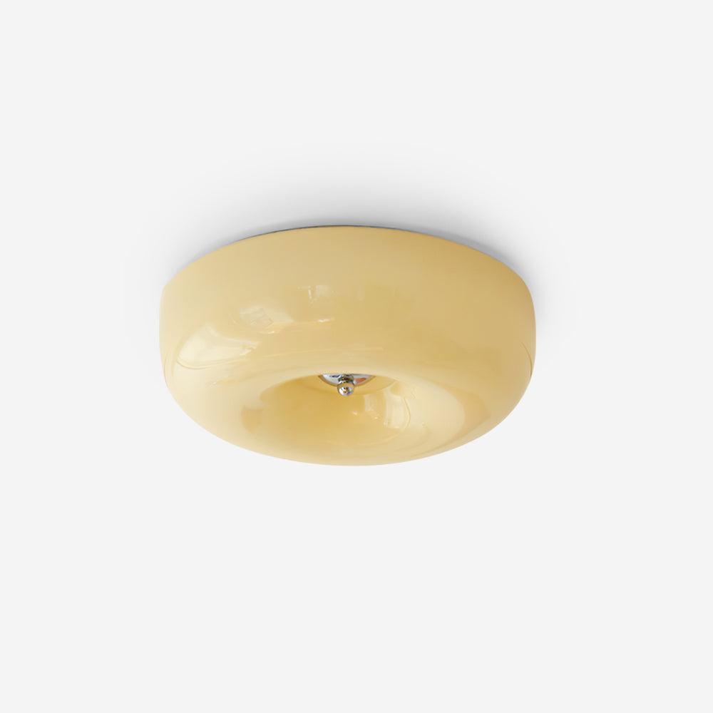 Modern Cream Donut Glass Flush Mount Ceiling Light 1-Light