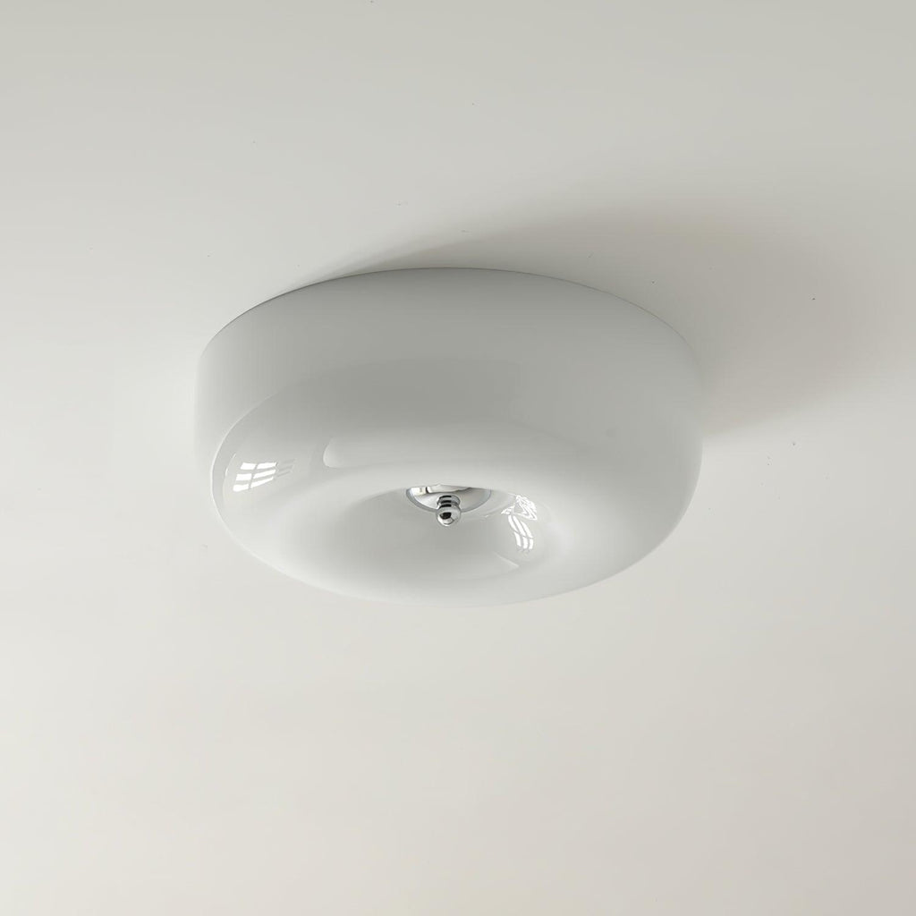 Modern Cream Donut Glass Flush Mount Ceiling Light 1-Light