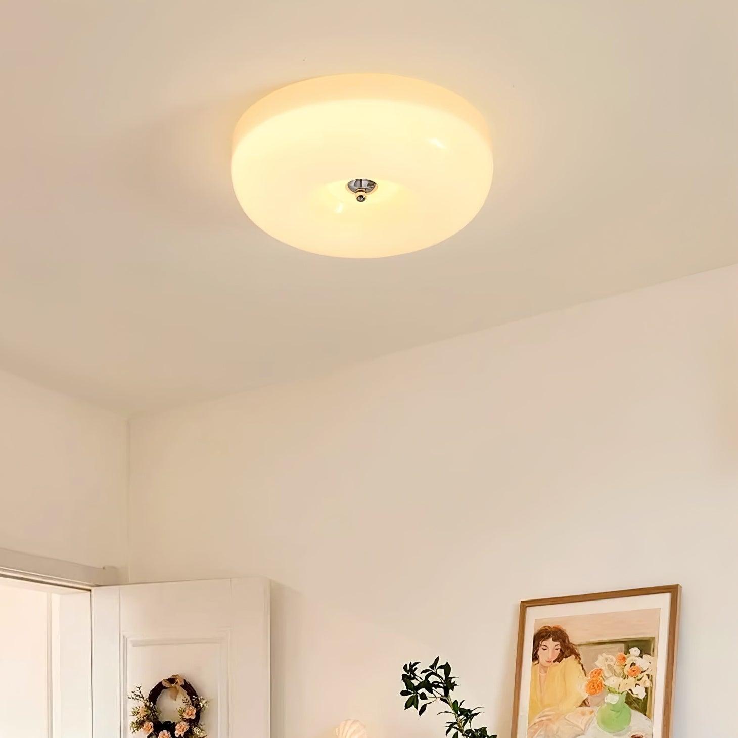 Modern Cream Donut Glass Flush Mount Ceiling Light 1-Light