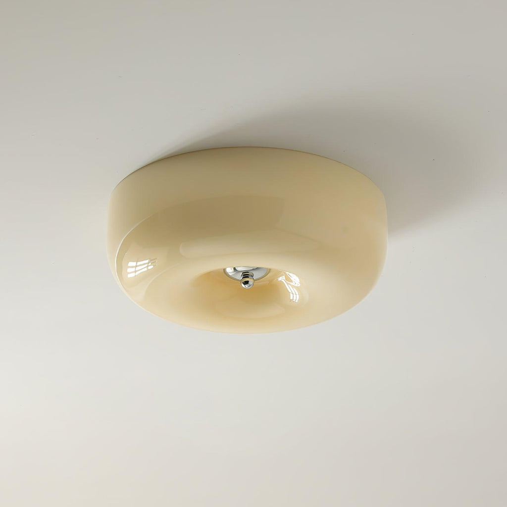 Modern Cream Donut Glass Flush Mount Ceiling Light 1-Light