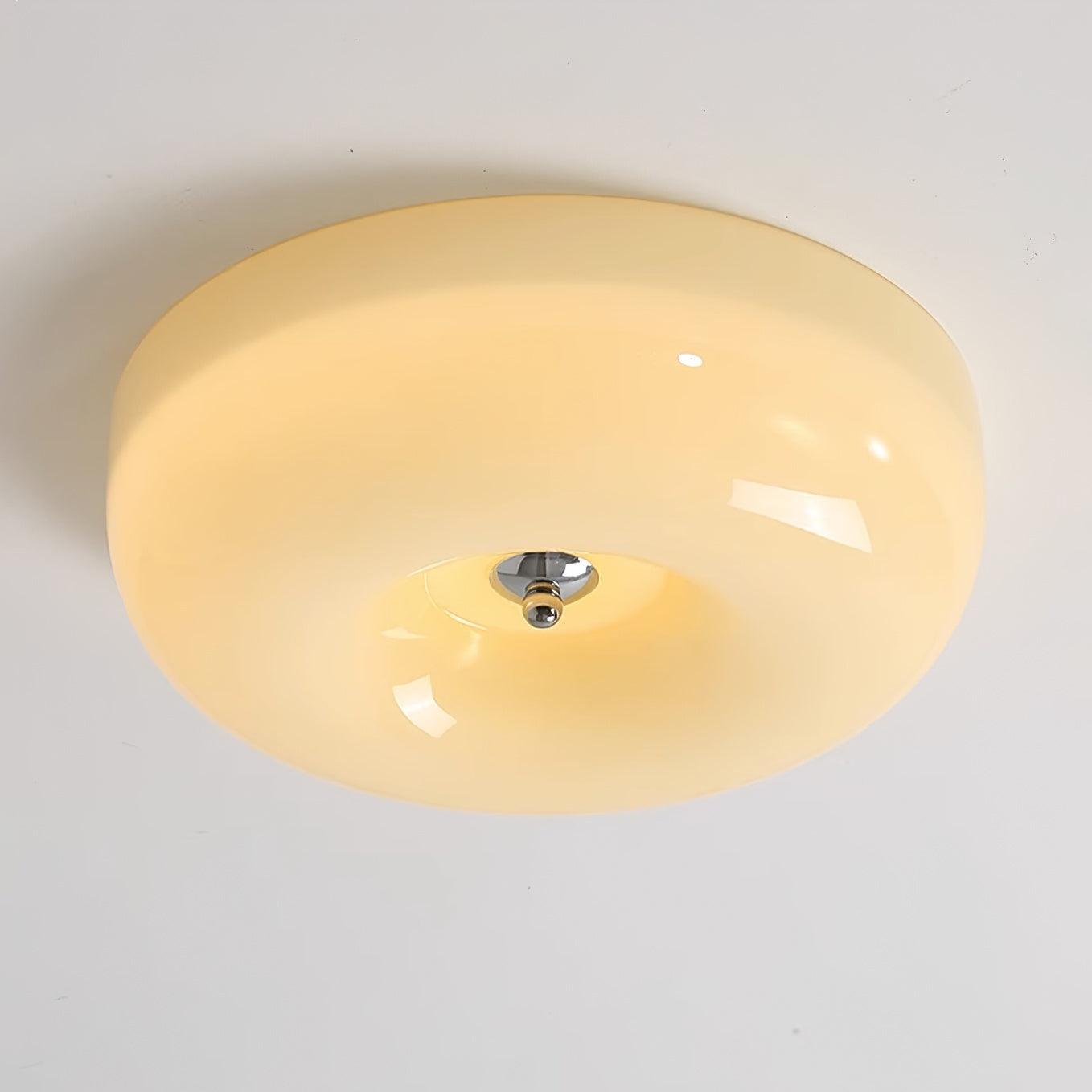 Modern Cream Donut Glass Flush Mount Ceiling Light 1-Light