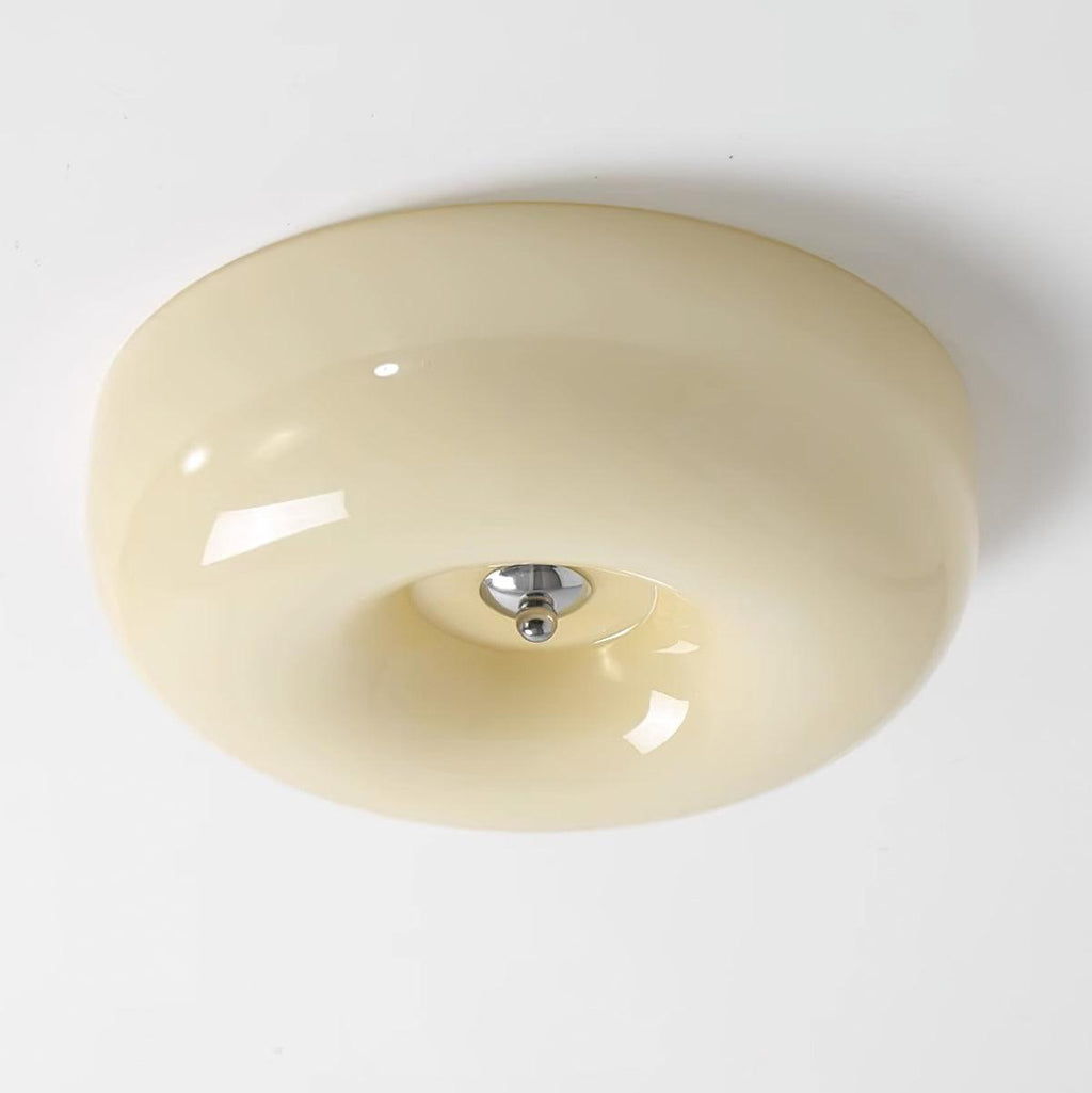 Modern Cream Donut Glass Flush Mount Ceiling Light 1-Light