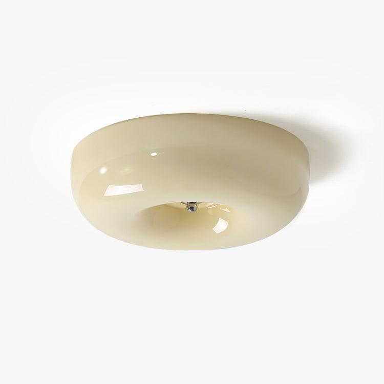Modern Cream Donut Glass Flush Mount Ceiling Light 1-Light