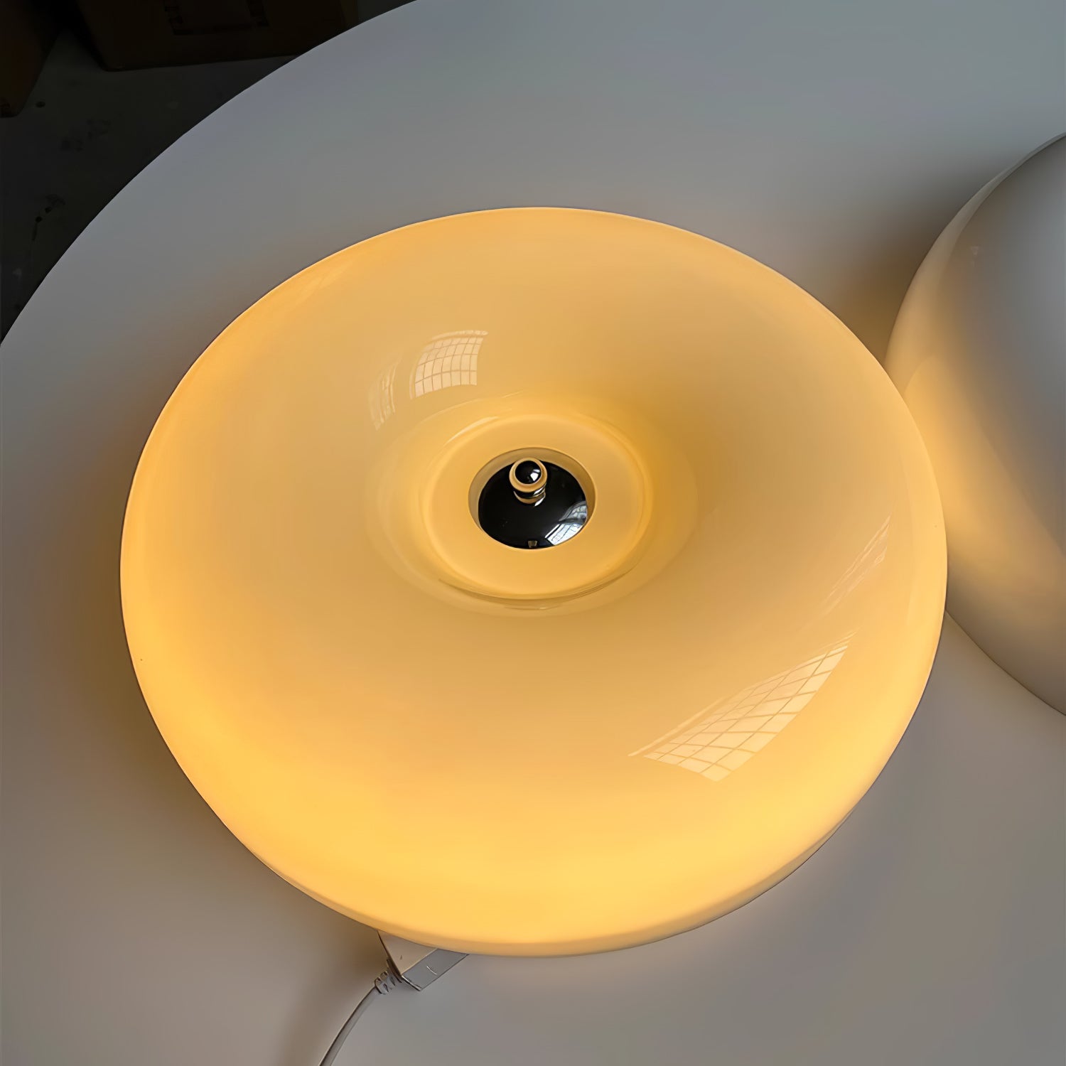 Modern Cream Donut Glass Flush Mount Ceiling Light 1-Light