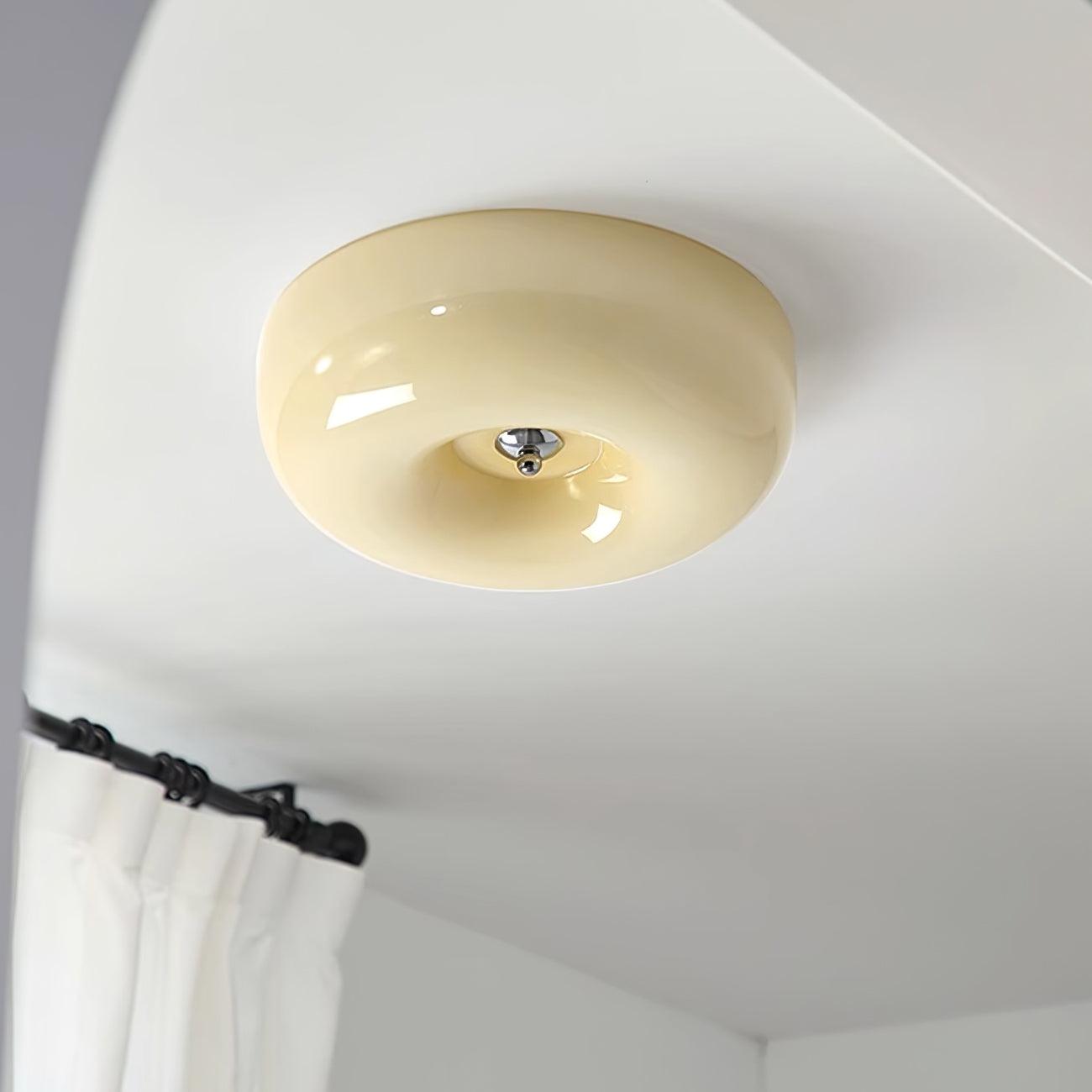 Modern Cream Donut Glass Flush Mount Ceiling Light 1-Light