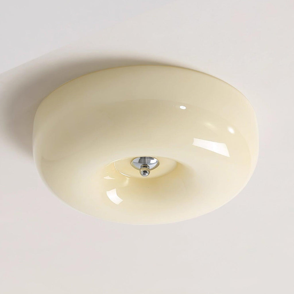 Modern Cream Donut Glass Flush Mount Ceiling Light 1-Light