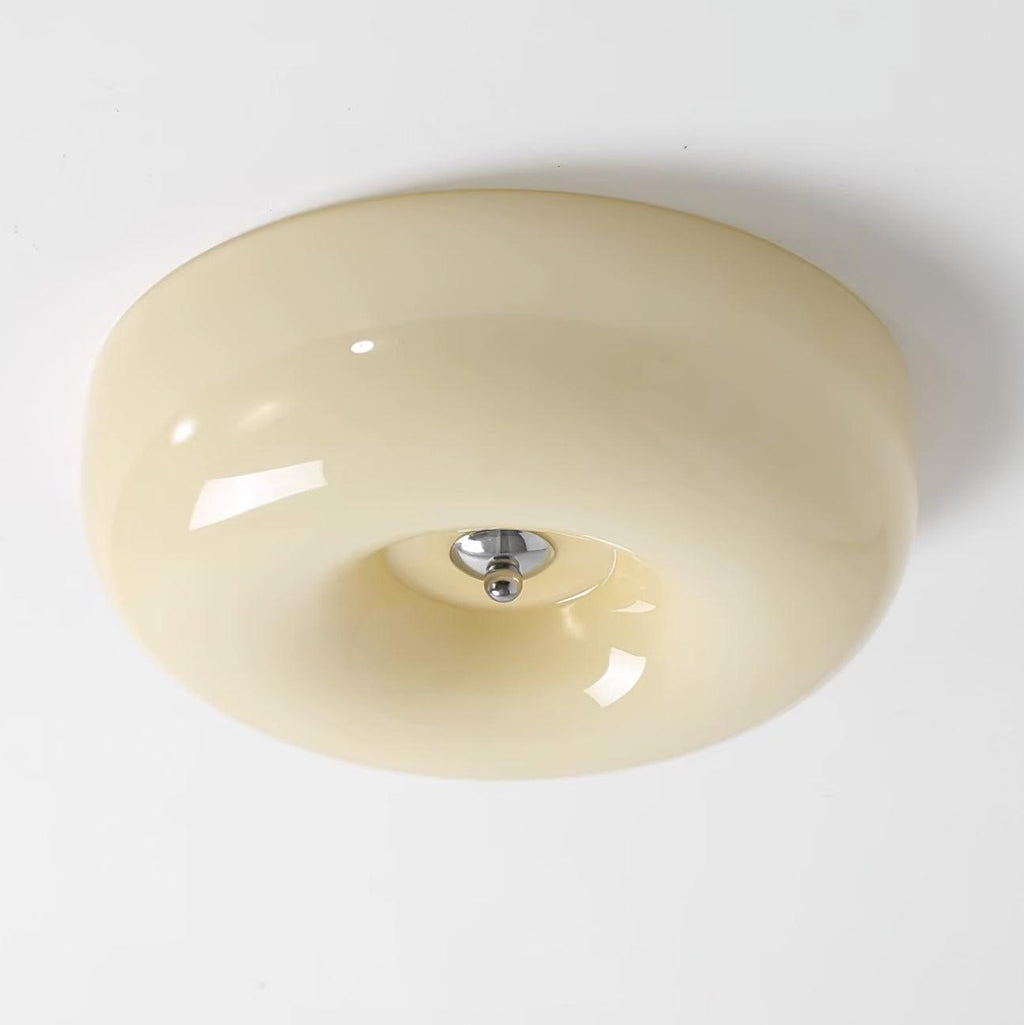 Modern Cream Donut Glass Flush Mount Ceiling Light 1-Light
