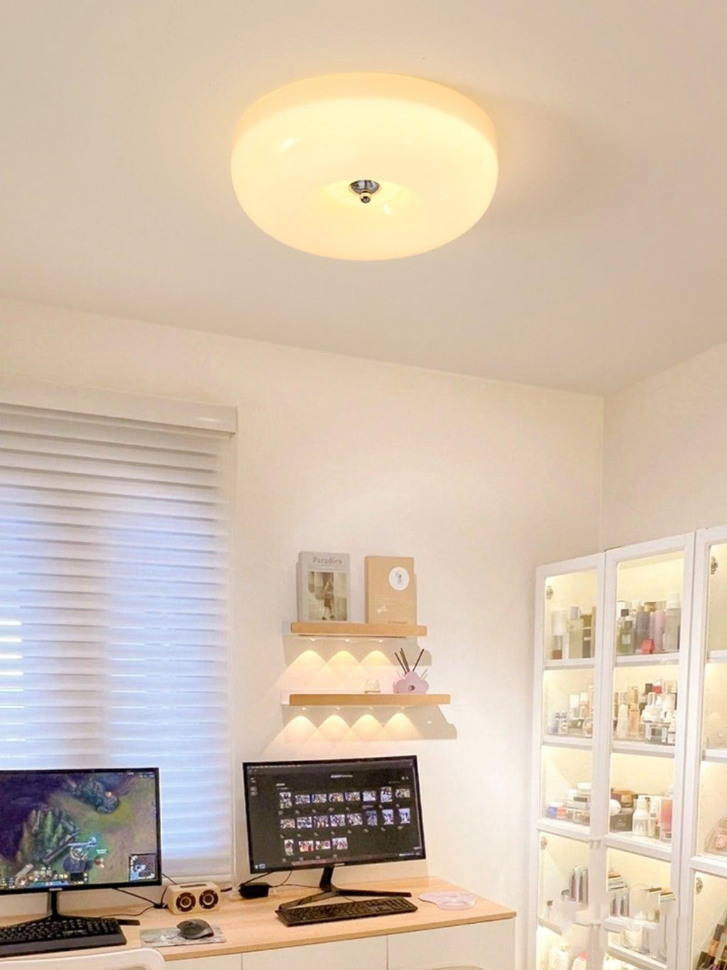 Modern Cream Donut Glass Flush Mount Ceiling Light 1-Light