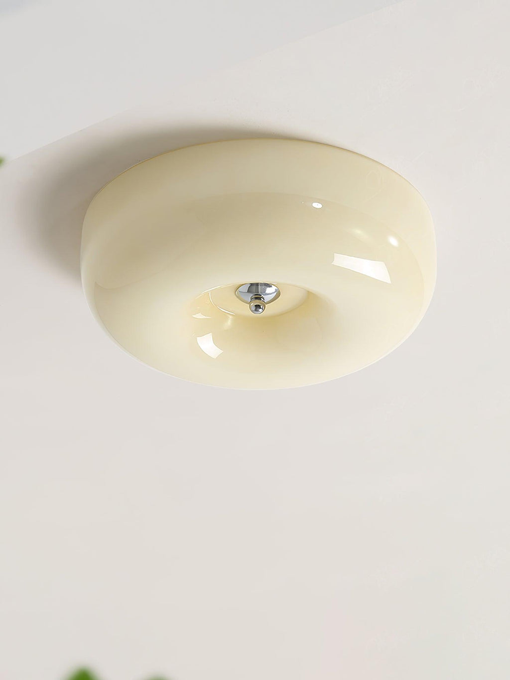 Modern Cream Donut Glass Flush Mount Ceiling Light 1-Light