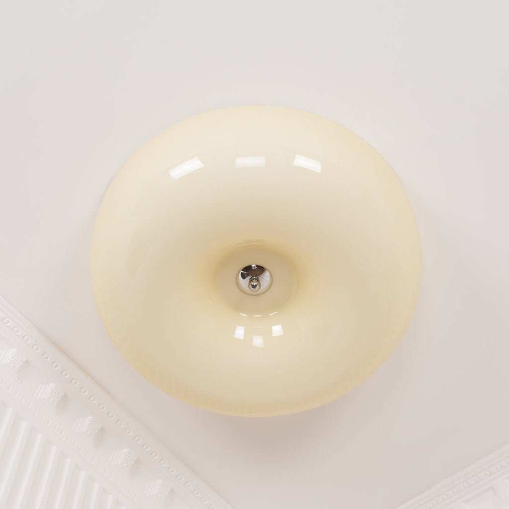 Modern Cream Donut Glass Flush Mount Ceiling Light 1-Light