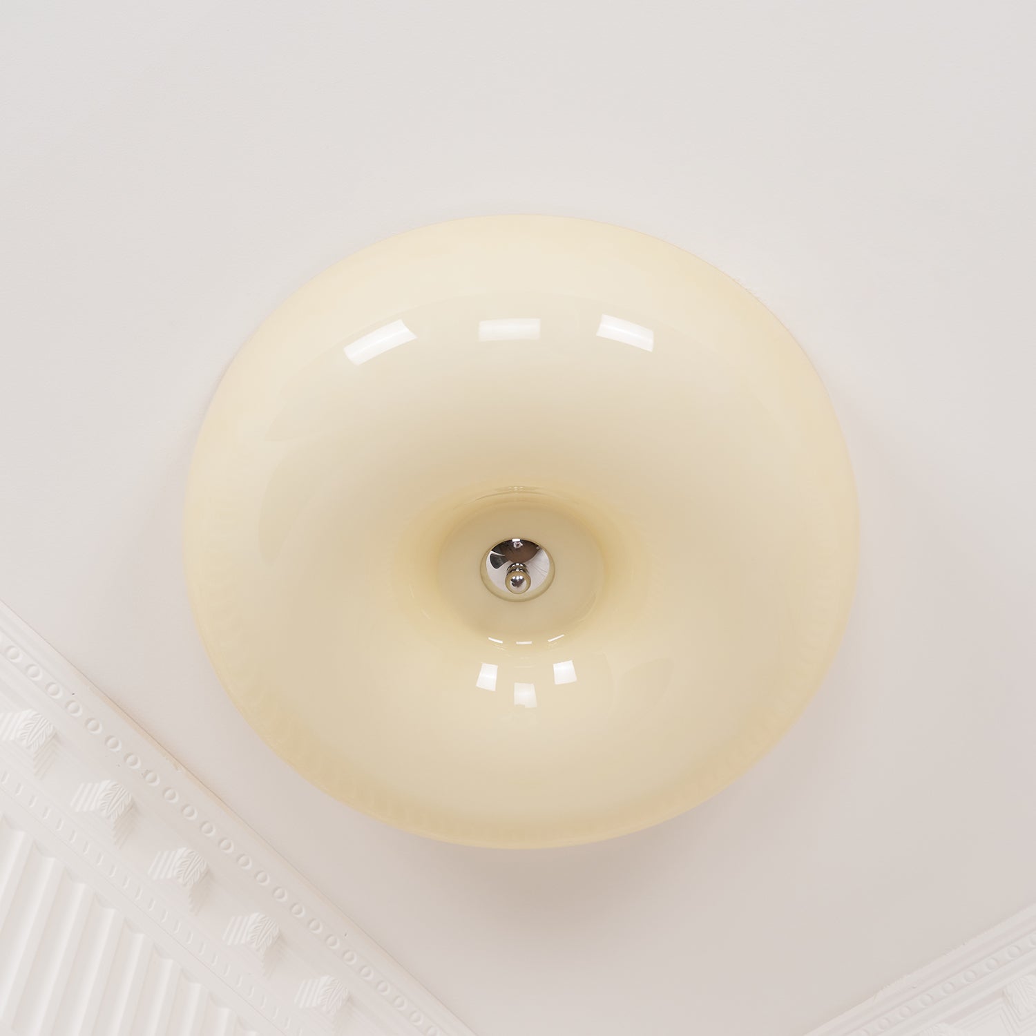 Modern Cream Donut Glass Flush Mount Ceiling Light 1-Light