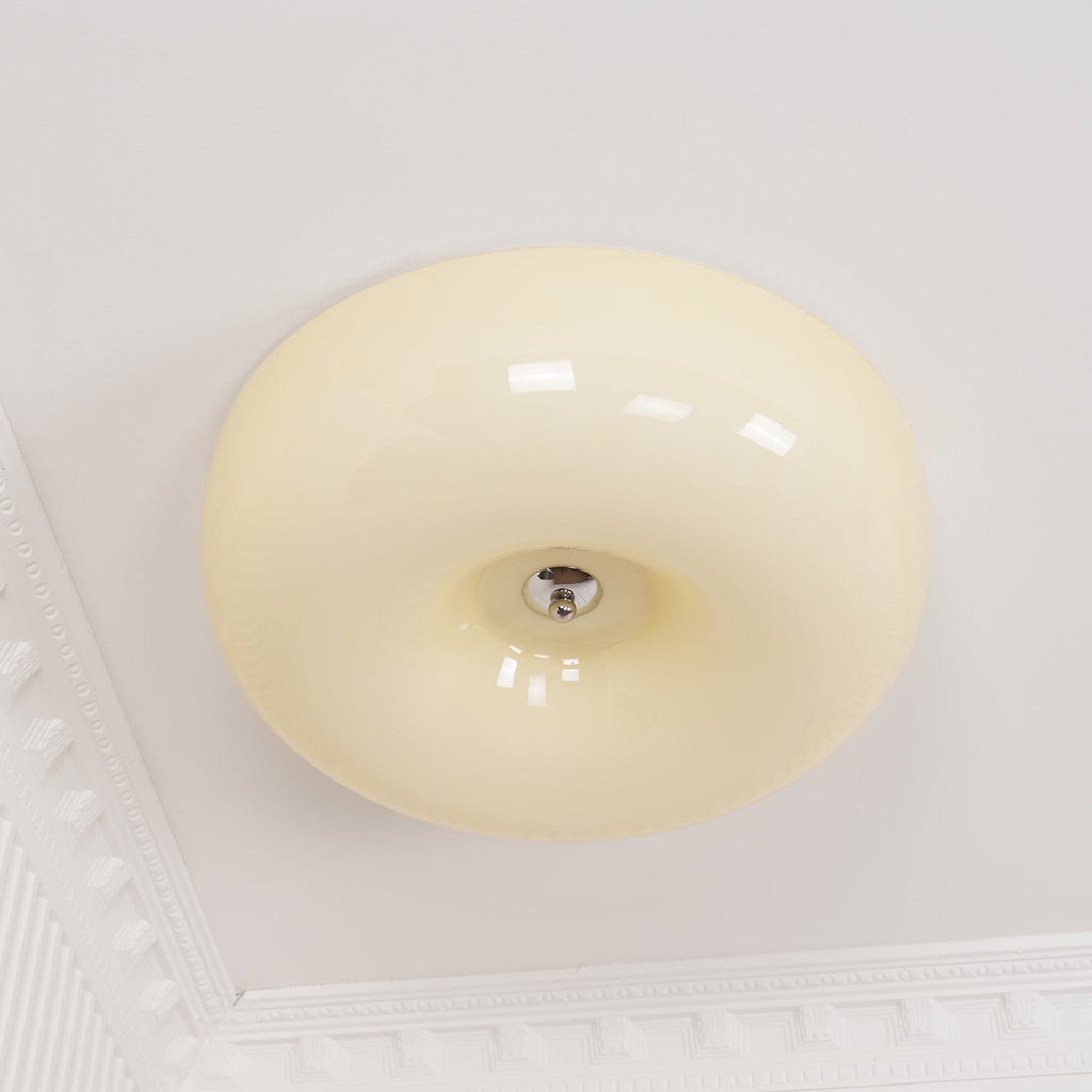 Modern Cream Donut Glass Flush Mount Ceiling Light 1-Light