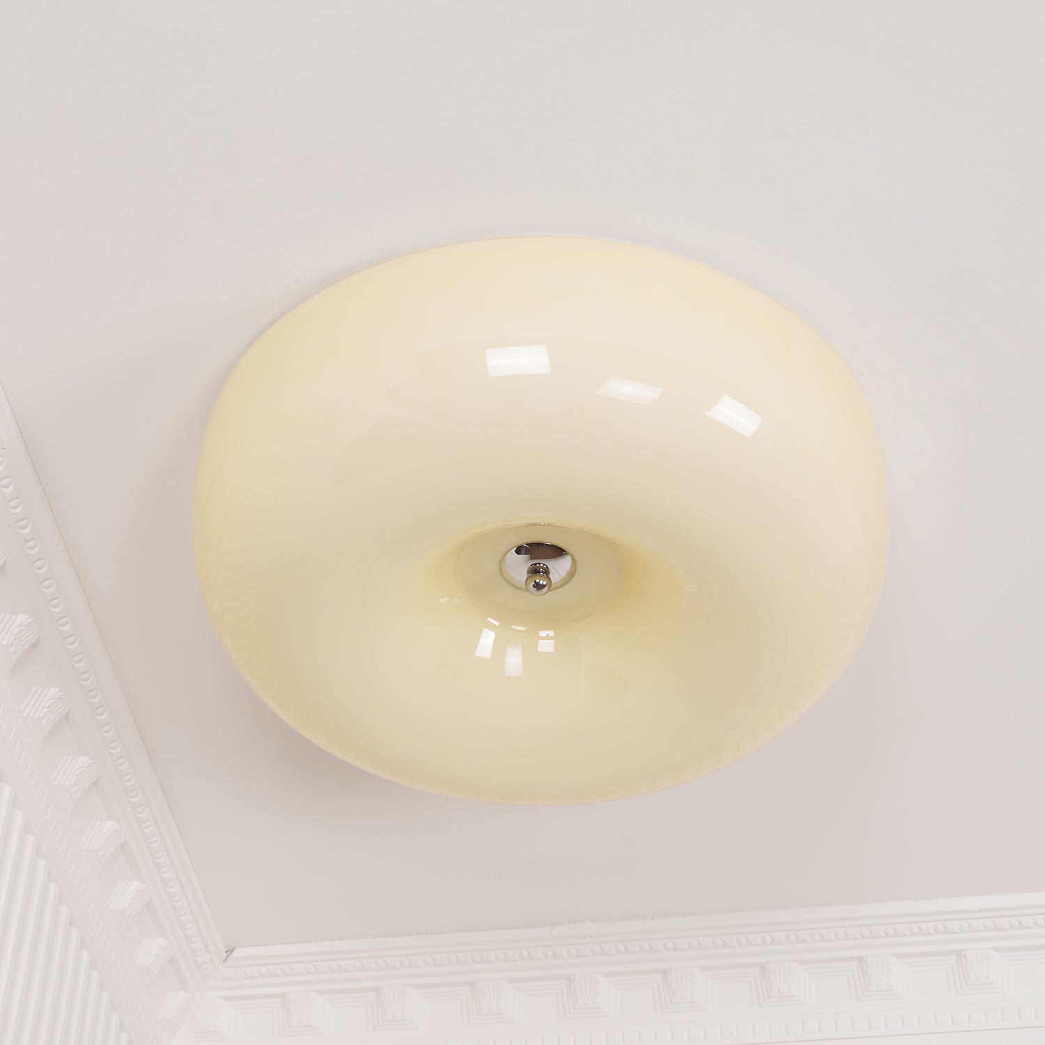 Modern Cream Donut Glass Flush Mount Ceiling Light 1-Light