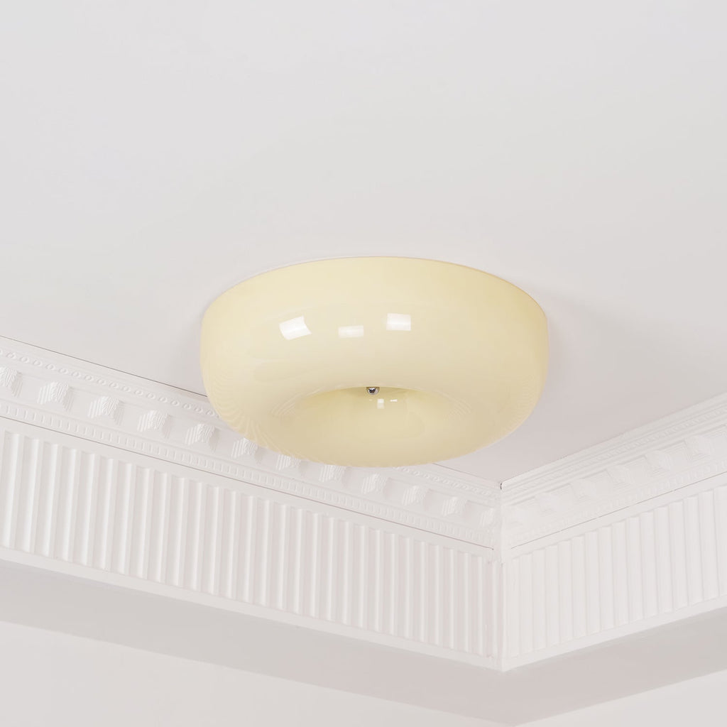 Modern Cream Donut Glass Flush Mount Ceiling Light 1-Light