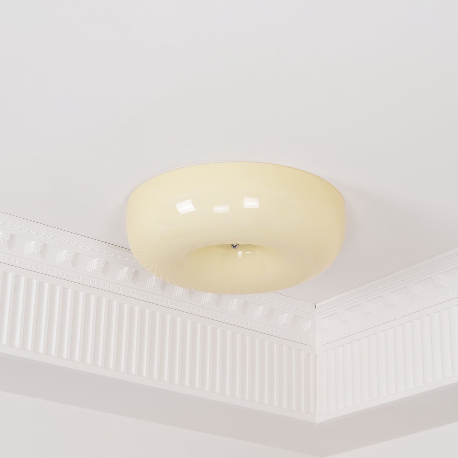 Modern Cream Donut Glass Flush Mount Ceiling Light 1-Light