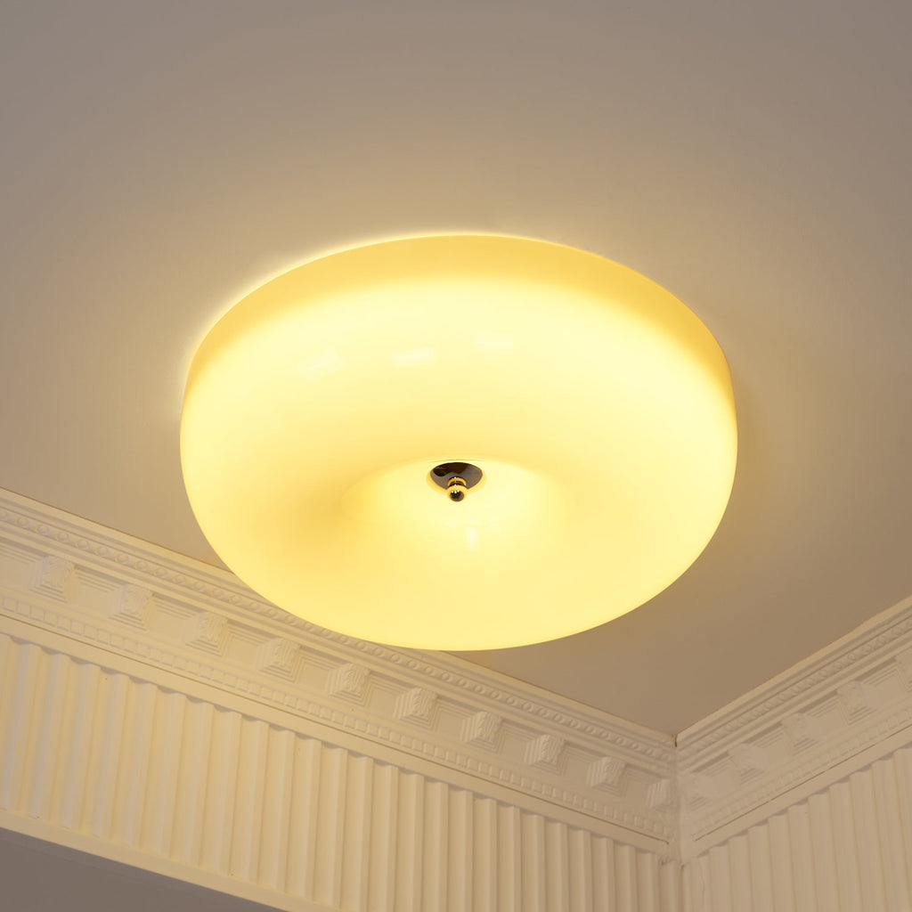 Modern Cream Donut Glass Flush Mount Ceiling Light 1-Light