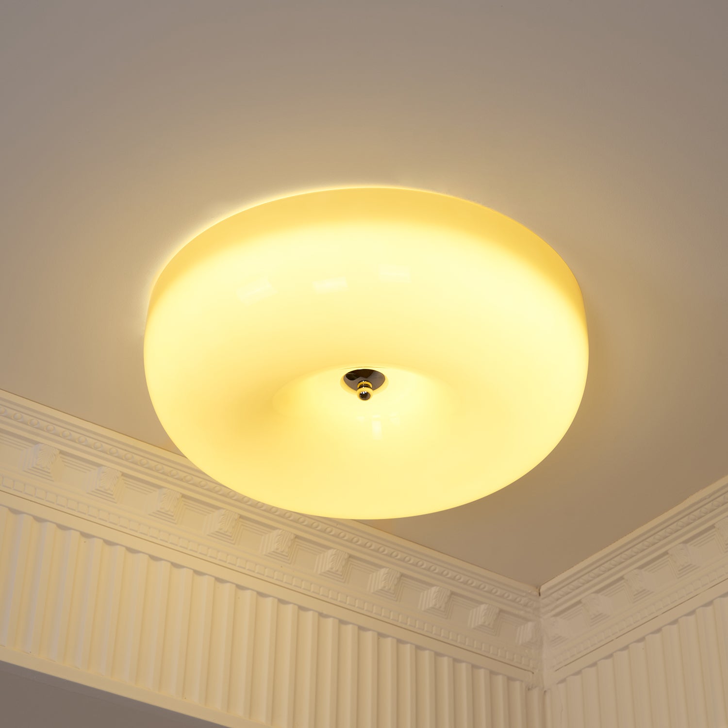 Modern Cream Donut Glass Flush Mount Ceiling Light 1-Light