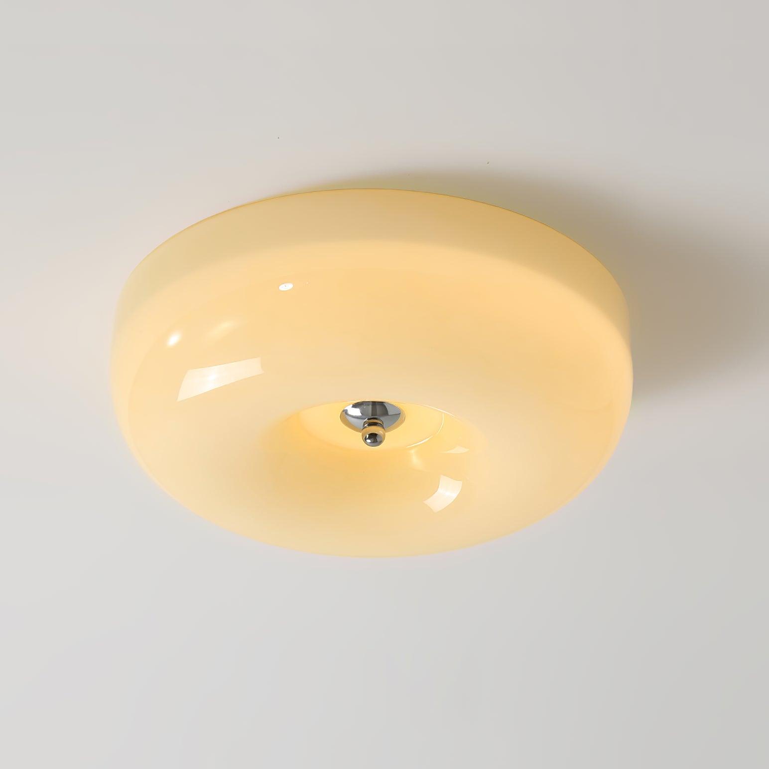 Modern Cream Donut Glass Flush Mount Ceiling Light 1-Light