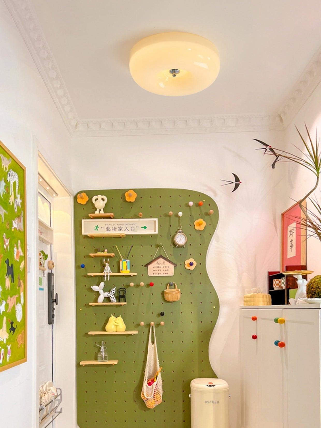 Modern Cream Donut Glass Flush Mount Ceiling Light 1-Light