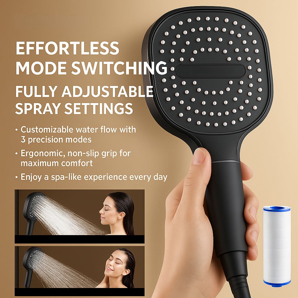 Guili | High-Pressure Shower Head | Turbo-Boost Technology & Advanced Filtration for Healthier Skin and Hair