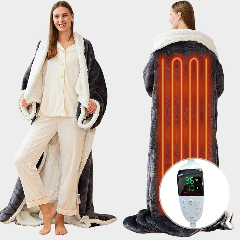 Electric Heated Blanket Wearable Sherpa Fleece Throw Adults