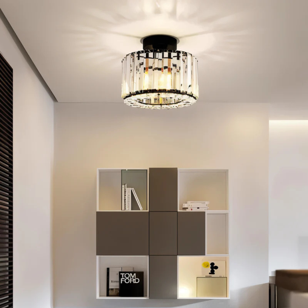 Elegant Crystal Flush Mount Ceiling Light Fixture – Modern LED Ceiling Lamp for Living Room and Bedroom Decor